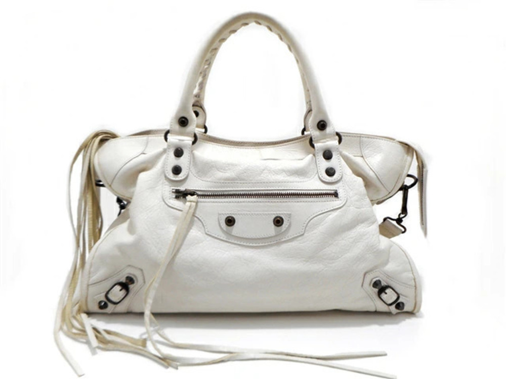 Balenciaga The City Shoulder Bag Leather Ivory White